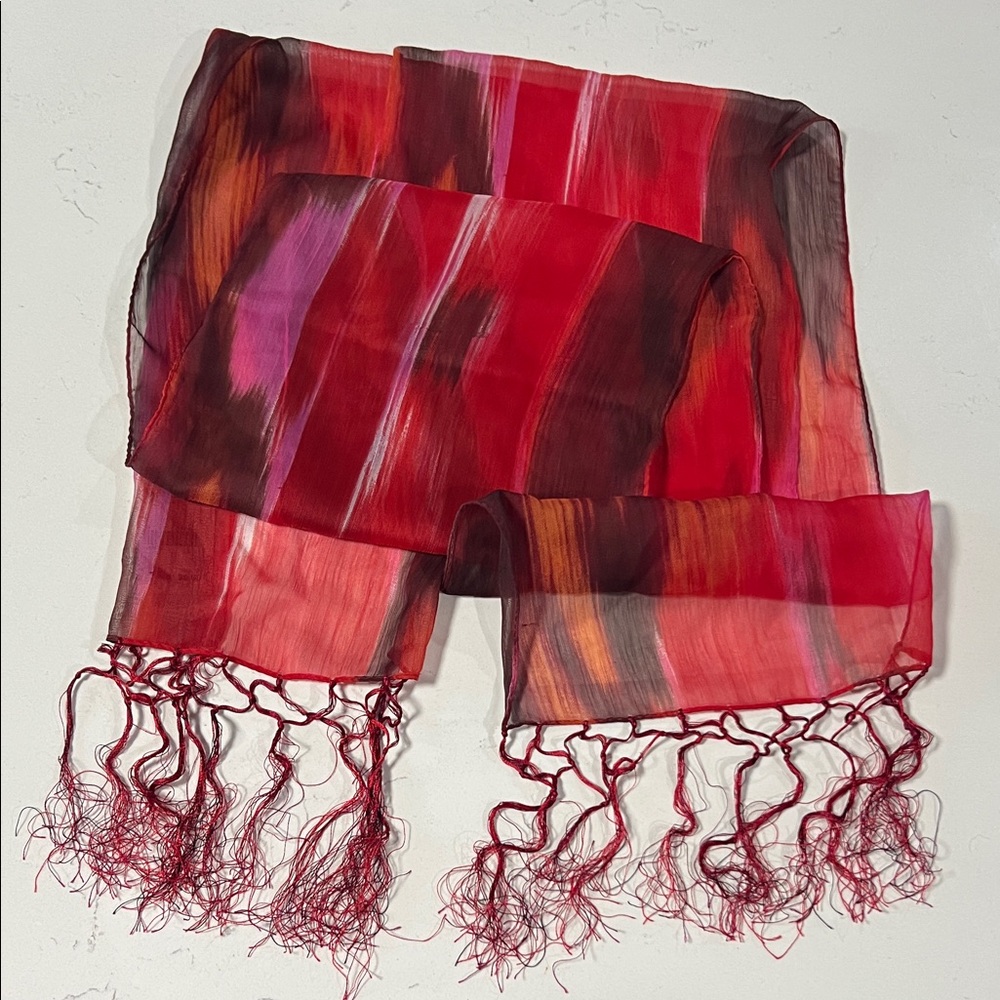 Versona Red and Pink Striped Scarf